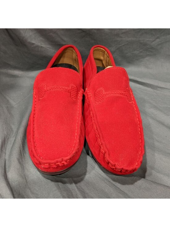 European Red Suede Driving Loafers With Rubber Sole Mens Size 43 Casual Slip-On main image 7